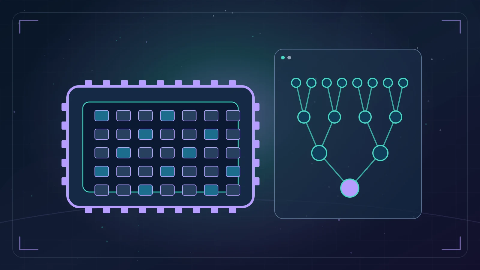 Representación conceptual de una GPU móvil con flujo de cálculo paralelo y agregación de resultados.