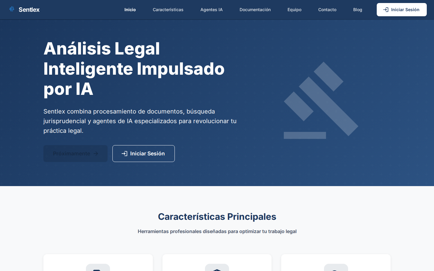 Captura real de Sentlex en producción: análisis jurídico con IA.